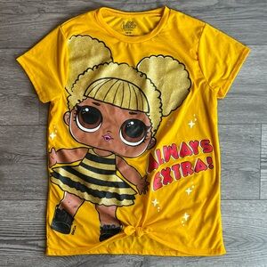 LOL Surprise! Queen Bee Yellow Short Sleeve T-Shirt Knotted Front Tie Size 14/16